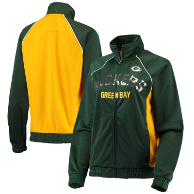 G-iii 4her By Carl Banks Women's  Green, Gold Green Bay Packers Backfield Raglan Full-zip Track Jacke