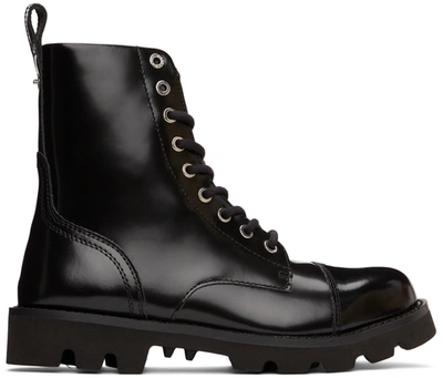 Diesel Hammer Polished Lace-up Boots In Black