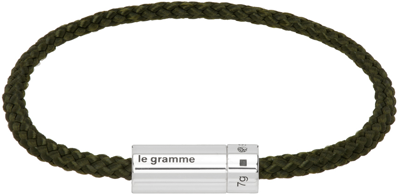 Le Gramme 7g Cable Nato Sterling Silver Khaki Bracelet In Green