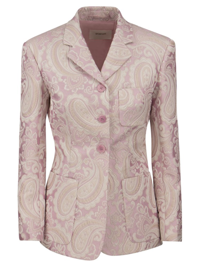 Sportmax Opice - Jacquard Cotton Cashmere Blazer In Pink