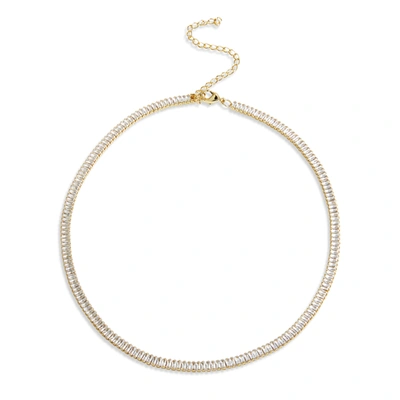 Savvy Cie Jewels Baguette Cz Choker Tennis Necklace In White