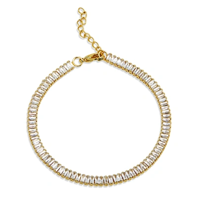 Savvy Cie Jewels Cz Baguette Anklet In White