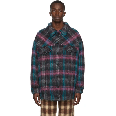 Marc Jacobs Black & Pink 'the Oversized Plaid Jacket' Jacket In Multi