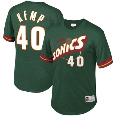 Mitchell & Ness Men's  Shawn Kemp Green Seattle Supersonics Mesh T-shirt