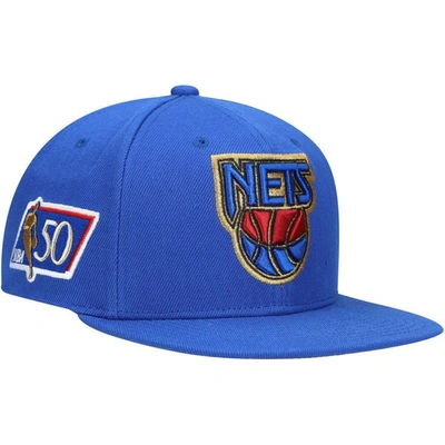 Mitchell & Ness Men's  Blue New Jersey Nets 50th Anniversary Snapback Hat