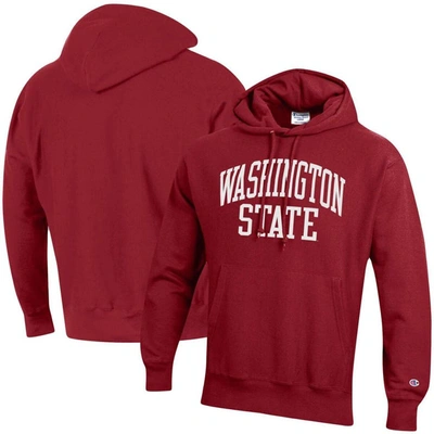 Champion Crimson Washington State Cougars Team Arch Reverse Weave Pullover Hoodie
