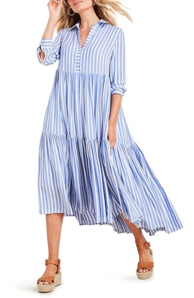 vineyard vines blue and white striped dress Long Sleeve Lace Hem Dress by Vineyard Vines Cornflower / XS