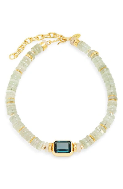 Lizzie Fortunato Goddess Collar Necklace In Wave In Ivory/ Gold/ Blue