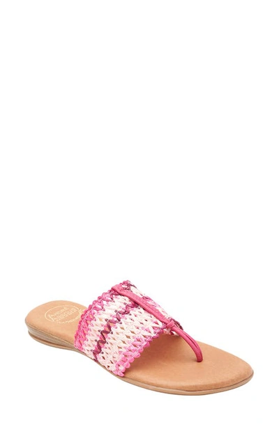 Andre Assous Women's Nice Pink Woven Thong Sandals