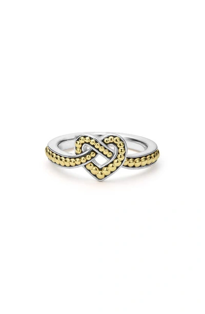Lagos Two-tone Beloved 10mm Heart Ring In Silver/gold