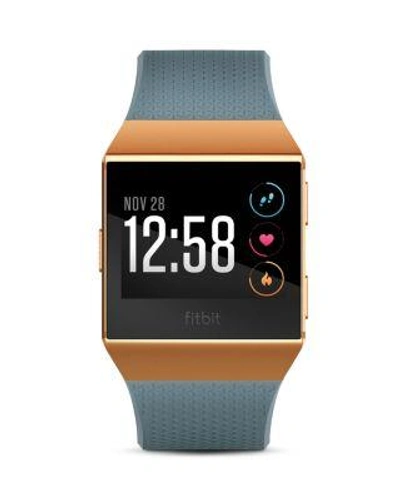 Fitbit Unisex Ionic Slate Blue Elastomer Strap Smart Watch 35x32mm In Burnt Orange
