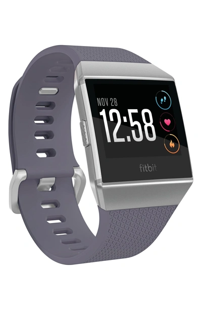 Fitbit Unisex Ionic Blue-gray Elastomer Strap Smart Watch 35x32mm In Blue-grey/ White