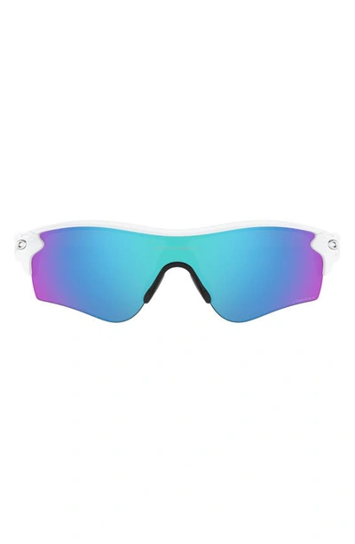 Oakley 38mm Radarlock® Path® Wrap Sunglasses In Polished White/ Prizm Sapphire
