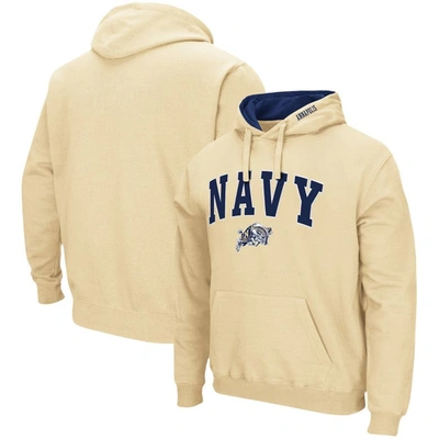 Colosseum Men's  Gold Navy Midshipmen Arch And Logo 3.0 Pullover Hoodie