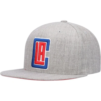 Mitchell & Ness Men's  Heather Gray La Clippers Team Logo Snapback Hat