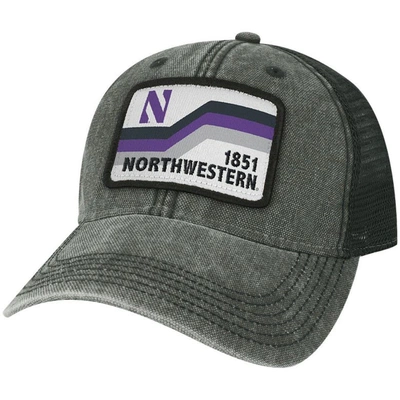 Legacy Athletic Men's Black Northwestern Wildcats Sun & Bars Dashboard Trucker Snapback Hat