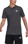 Adidas Originals Logo T-shirt In Black Melange/ White