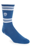 Alexander Mcqueen Stripe Skull Socks In Bluette/ White