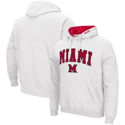 Colosseum White Miami University Redhawks Arch And Logo Pullover Hoodie