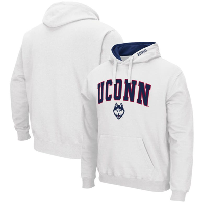 Colosseum Men's  White Uconn Huskies Arch And Logo 3.0 Pullover Hoodie
