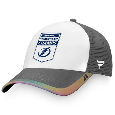 Fanatics Men's  Branded White, Gray Tampa Bay Lightning 2020 Nhl Stanley Cup Champs Banner Snapback H In White,gray