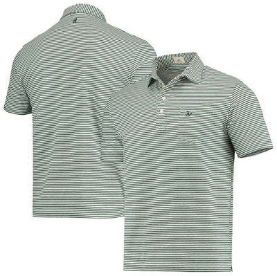 Johnnie-o Men's  Green Oakland Athletics Nelly Striped Polo Shirt