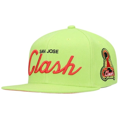 Mitchell & Ness Men's Green San Jose Earthquakes Historic Logo Since '96 Foundation Script Snapback Hat