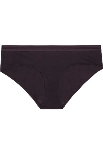 Skin Sienna Stretch Organic Pima Cotton-jersey Briefs In Dark Purple