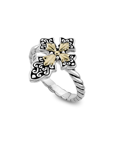 Samuel B. 18k Gold & Sterling Silver Cross Ring In Silver And Gold