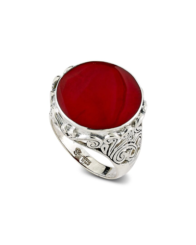 Samuel B. Sterling Silver Round Coral Ring In Red
