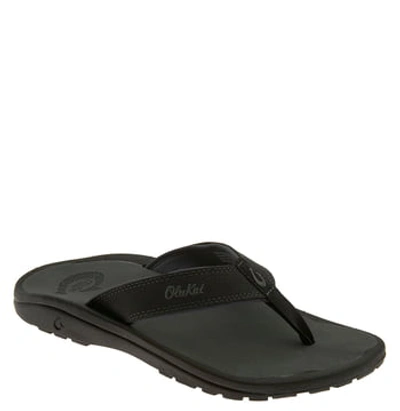 Olukai Men's &#699;ohana Koa Thong Sandals, Gray In Black/ Dark Shadow