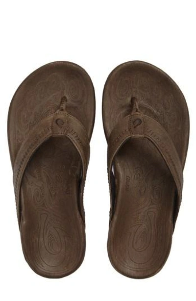 Olukai 'hiapo' Flip Flop In Caldera/ Caldera Leather