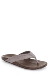 Olukai 'hiapo' Flip Flop In Grey/ Seal Brown