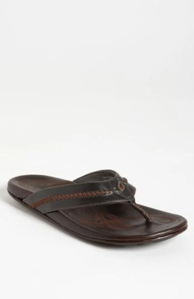 Olukai 'mea Ola' Flip Flop In Charcoal/ Dark Java