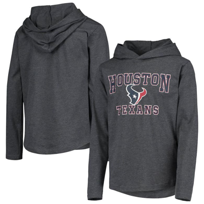 Outerstuff Kids' Youth Heathered Gray Houston Texans First Round Pick Long Sleeve Hoodie T-shirt In Heather Gray