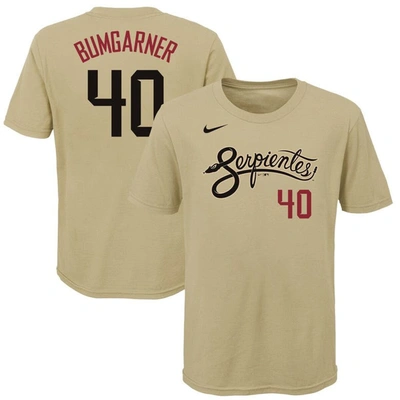 Nike Kids' Youth  Madison Bumgarner Sand Arizona Diamondbacks City Connect Name & Number T-shirt In Gold