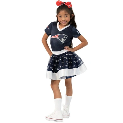Jerry Leigh Kids' Girls Youth Navy New England Patriots Tutu Tailgate Game Day V-neck Costume