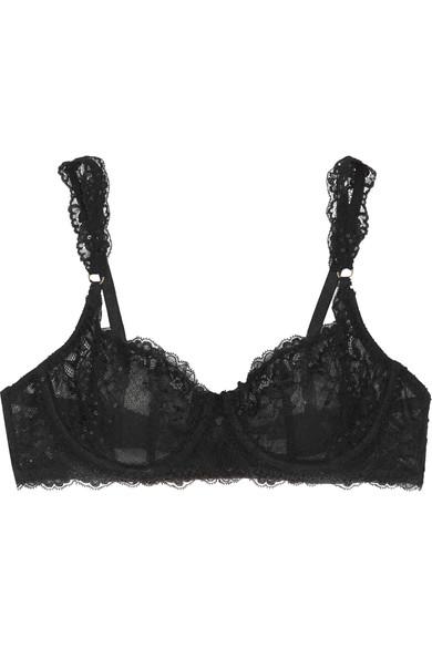 Stella Mccartney Daisy Twirling Sequined Lace And Tulle Underwired Bra In  Black | ModeSens