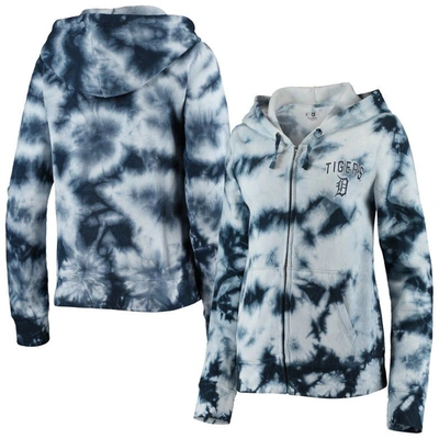 New Era Navy Detroit Tigers Tie-dye Fleece Full-zip Hoodie