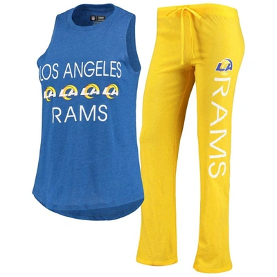Concepts Sport Women's  Gold, Royal Los Angeles Rams Muscle Tank Top And Pants Sleep Set In Gold,royal