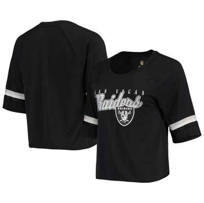 Outerstuff Juniors Black Las Vegas Raiders Burnout Raglan Half-sleeve T-shirt