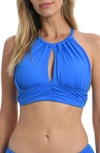 La Blanca Island Goddess High Neck Bikini Top In Capri Blue