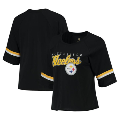 Outerstuff Juniors Black Pittsburgh Steelers Burnout Raglan Half-sleeve T-shirt