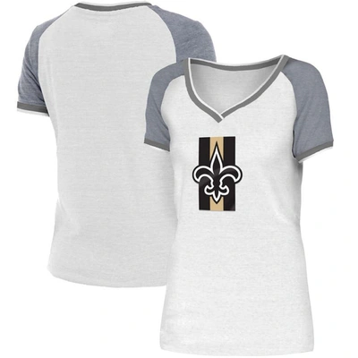 New Era White/gray New Orleans Saints Training Camp Raglan V-neck T-shirt