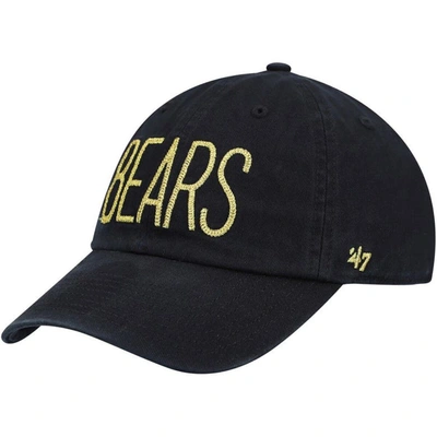 47 ' Black Chicago Bears Shimmer Text Clean Up Adjustable Hat