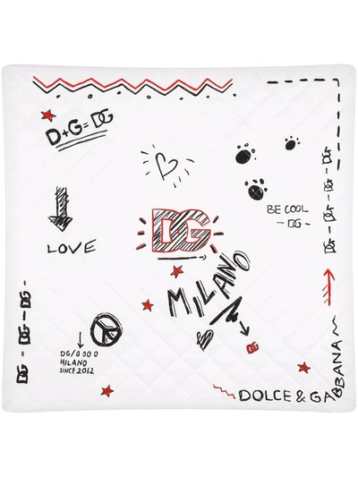 Dolce & Gabbana Milano Scribble Print Blanket In White