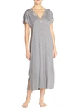Natori 'zen' Short Sleeve Nightgown In Heather Grey