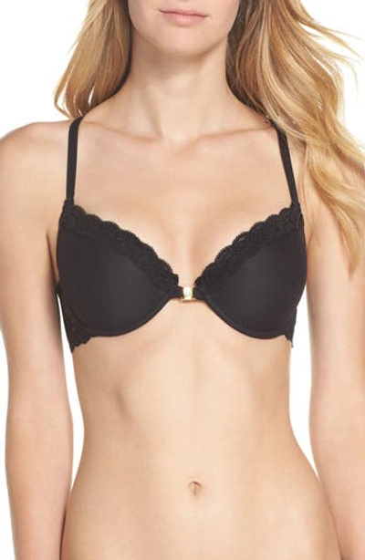 Natori Feathers Embroidered T-back Bra 735023 In Black