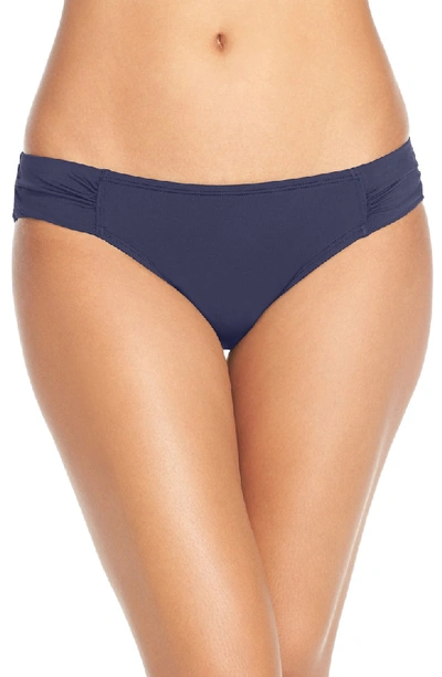 Tommy Bahama Pearl Shirred-side Solid Hipster Swim Bikini Bottom In Navy