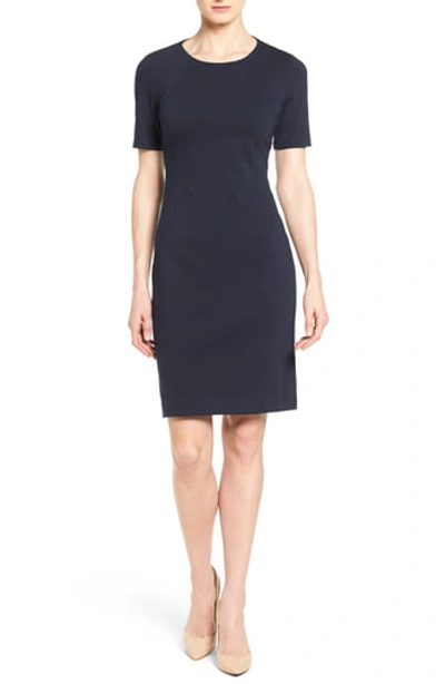 T Tahari Judianne Short Sleeve Fitted Sheath Dress - 100% Exclusive In Navy